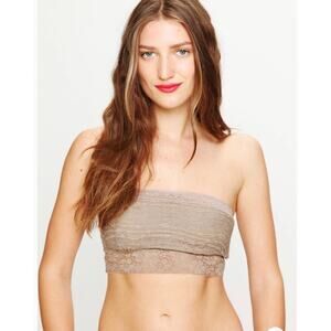 Free People Lace Trim Bandeau taupe tan